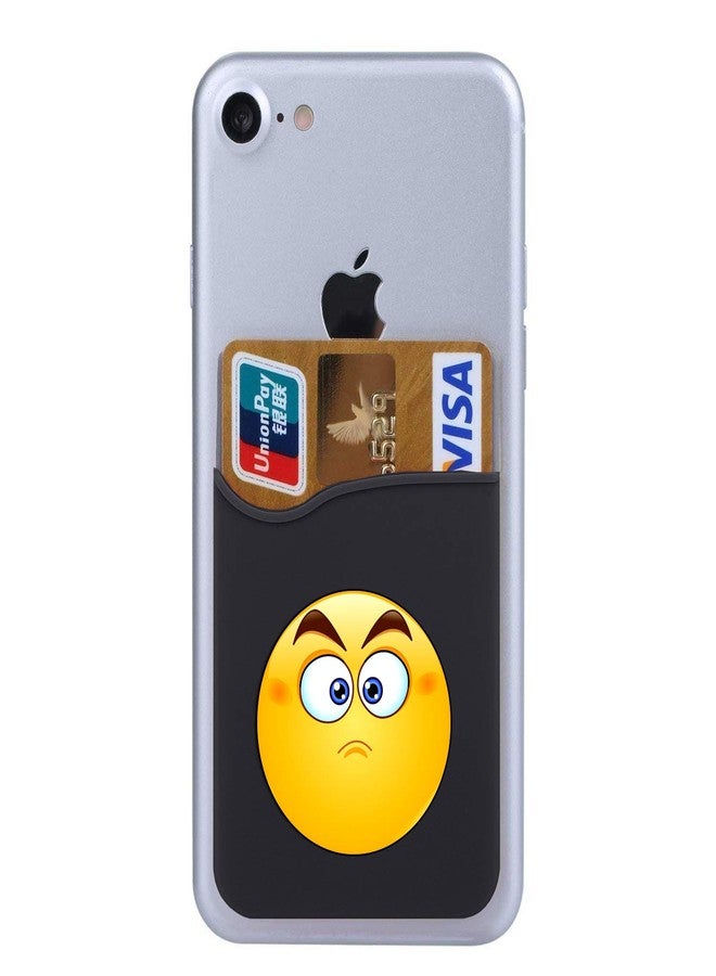Plan To Gift Set of 3 Cell Phone Card Wallet, Silicone Phone Card Id Cash Wallet with 3M Adhesive Stick-on Serious Smily Printed Designer Mobile Wallet for Your Phone & Tablet - Image 3